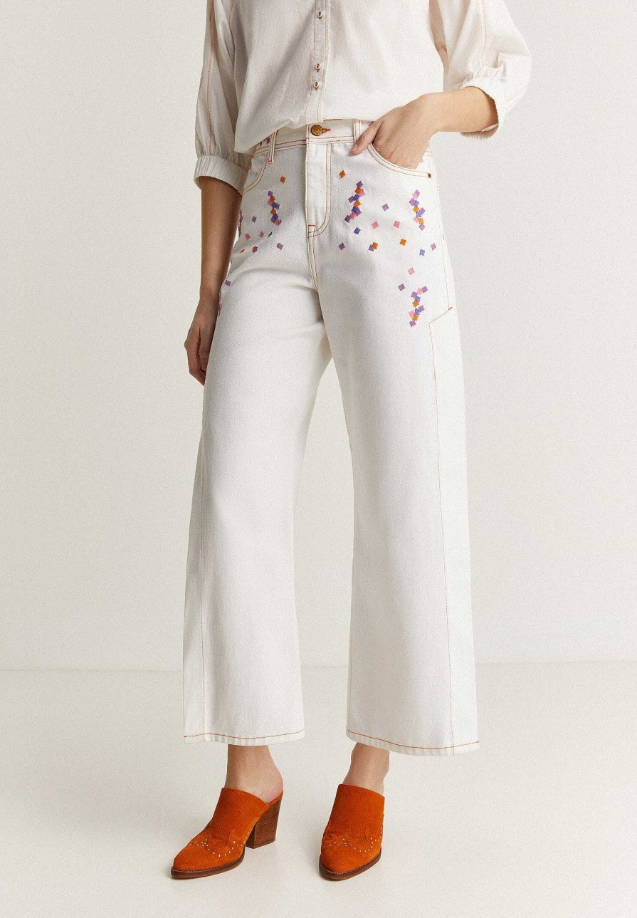 Scalpers Culotte Jeans With Embroidered Details | Jeans