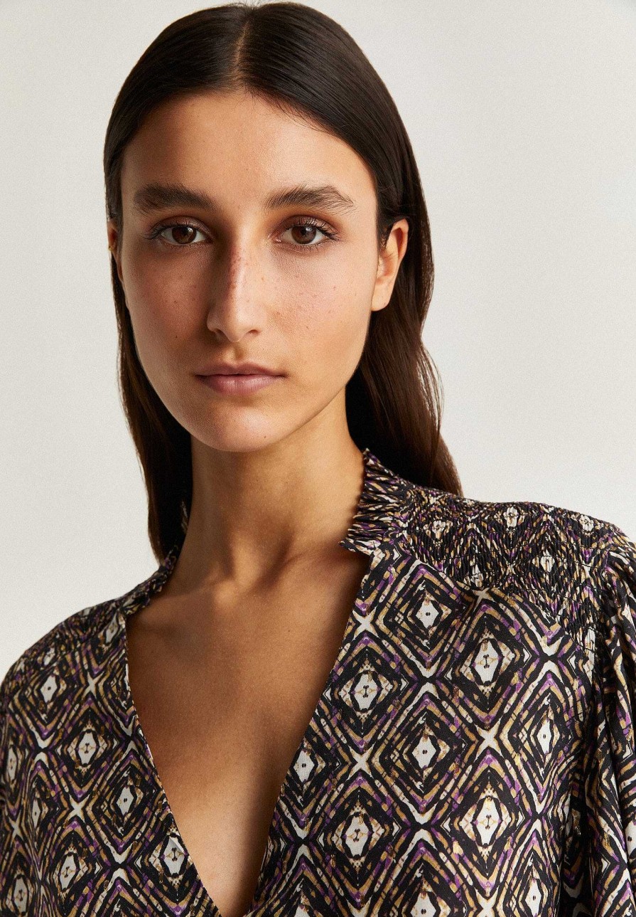 Scalpers Print Blouse With Lurex Detail | Shirts