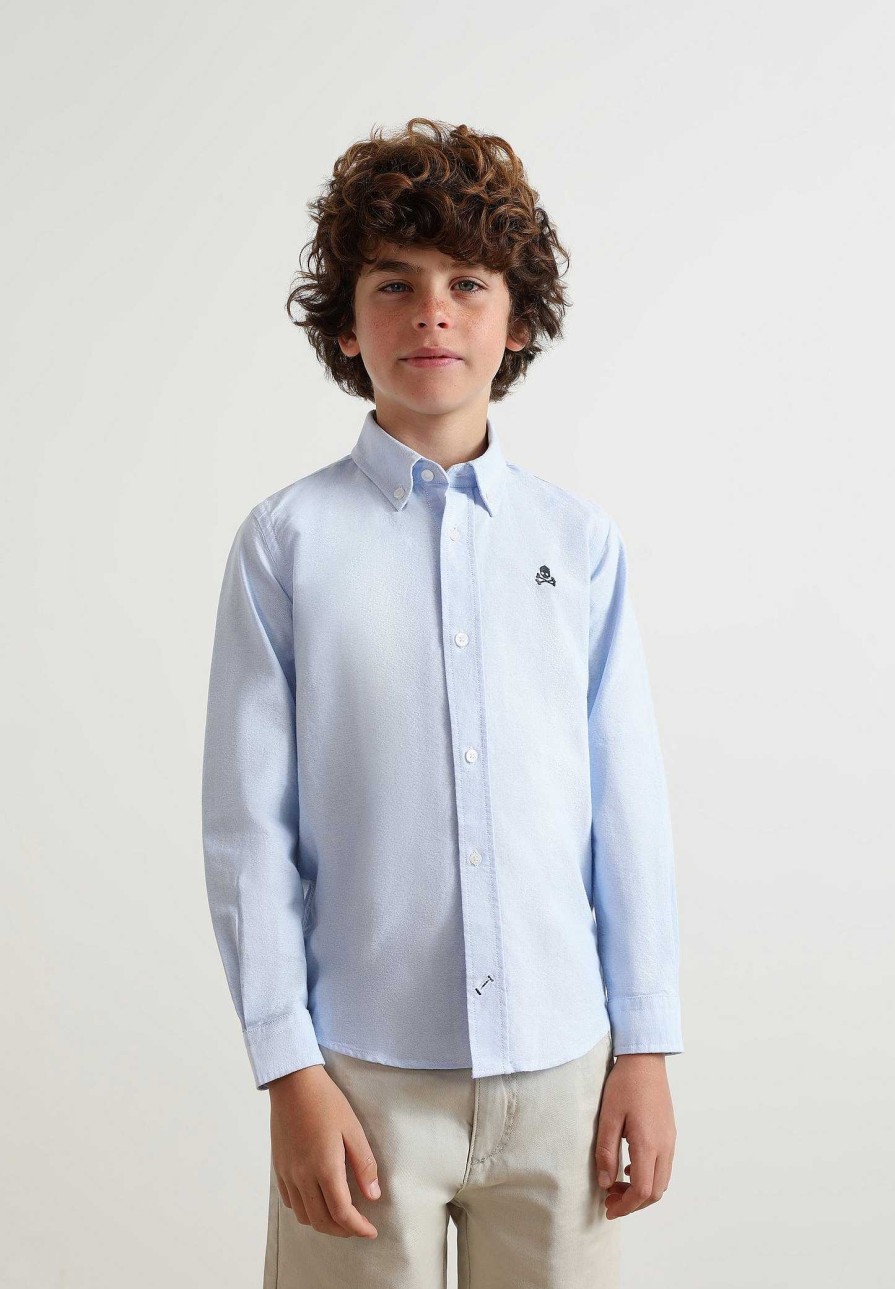 Scalpers Oxford Shirt With Button Collar | Shirts