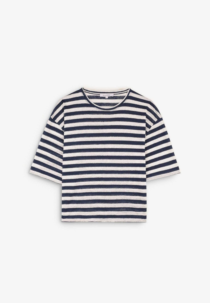 Scalpers Striped Linen T-Shirt | T-Shirts And Tops