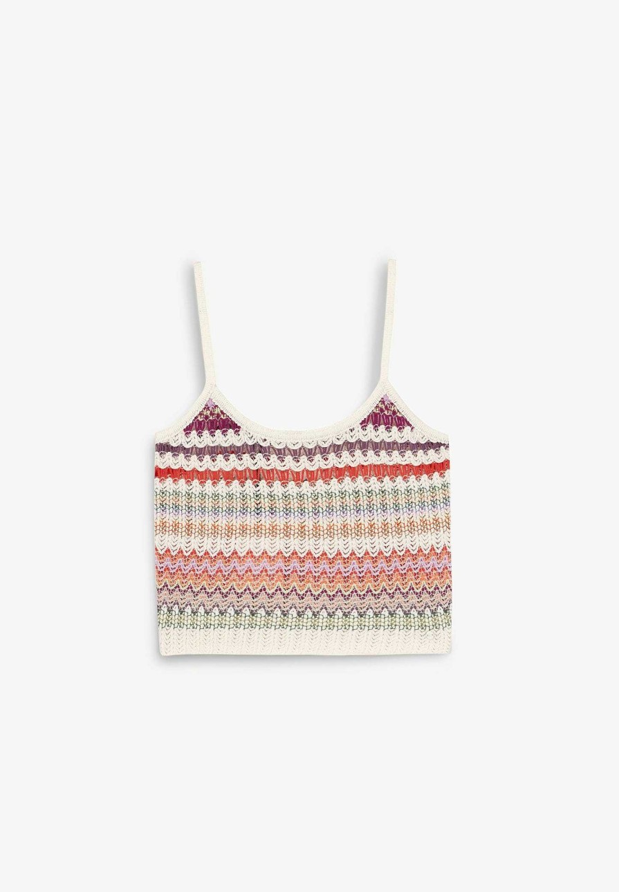 Scalpers Multicolor Crochet Top | T-Shirts And Tops