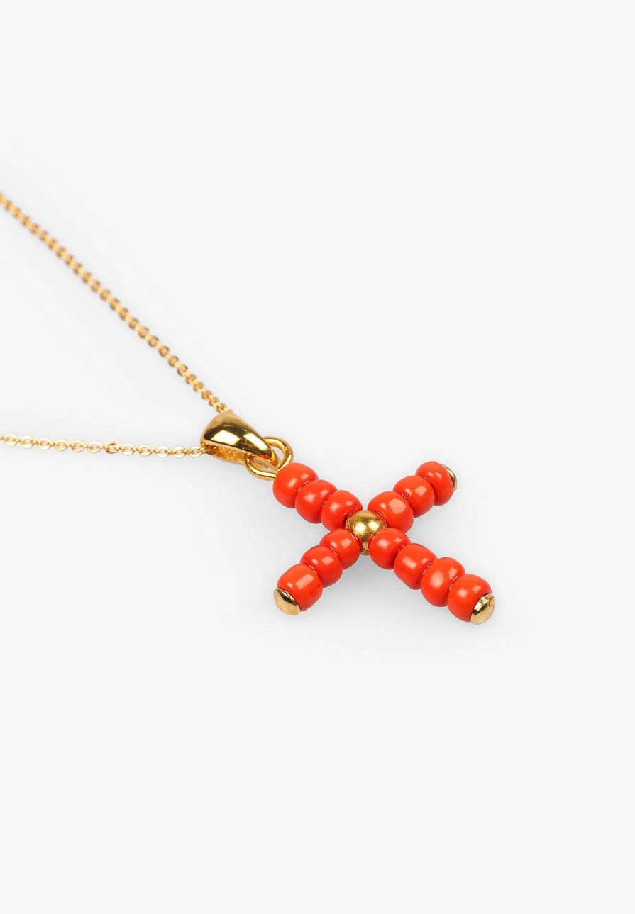 Scalpers Alhaja Cult Store | Coral Cross Necklace | Imitation Jewelry