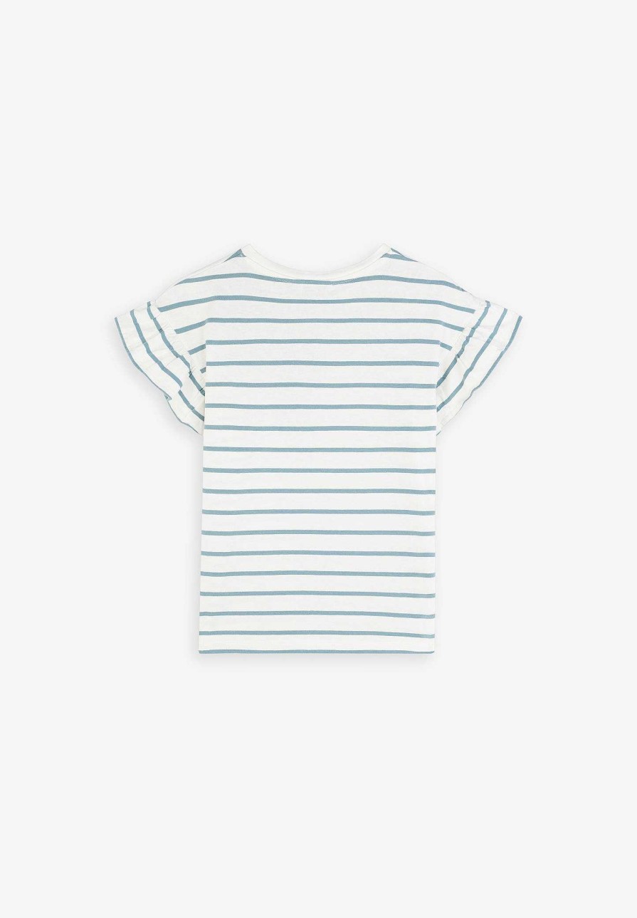 Scalpers Striped Ruffle Sleeve T-Shirt | Tshirts