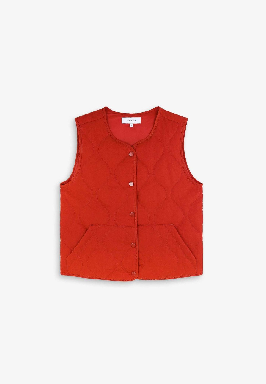 Scalpers Round Neck Padded Vest | Jackets And Trench