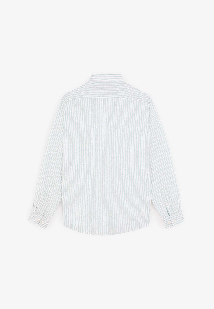 Scalpers Premium Linen Striped Slim Shirt | Casual