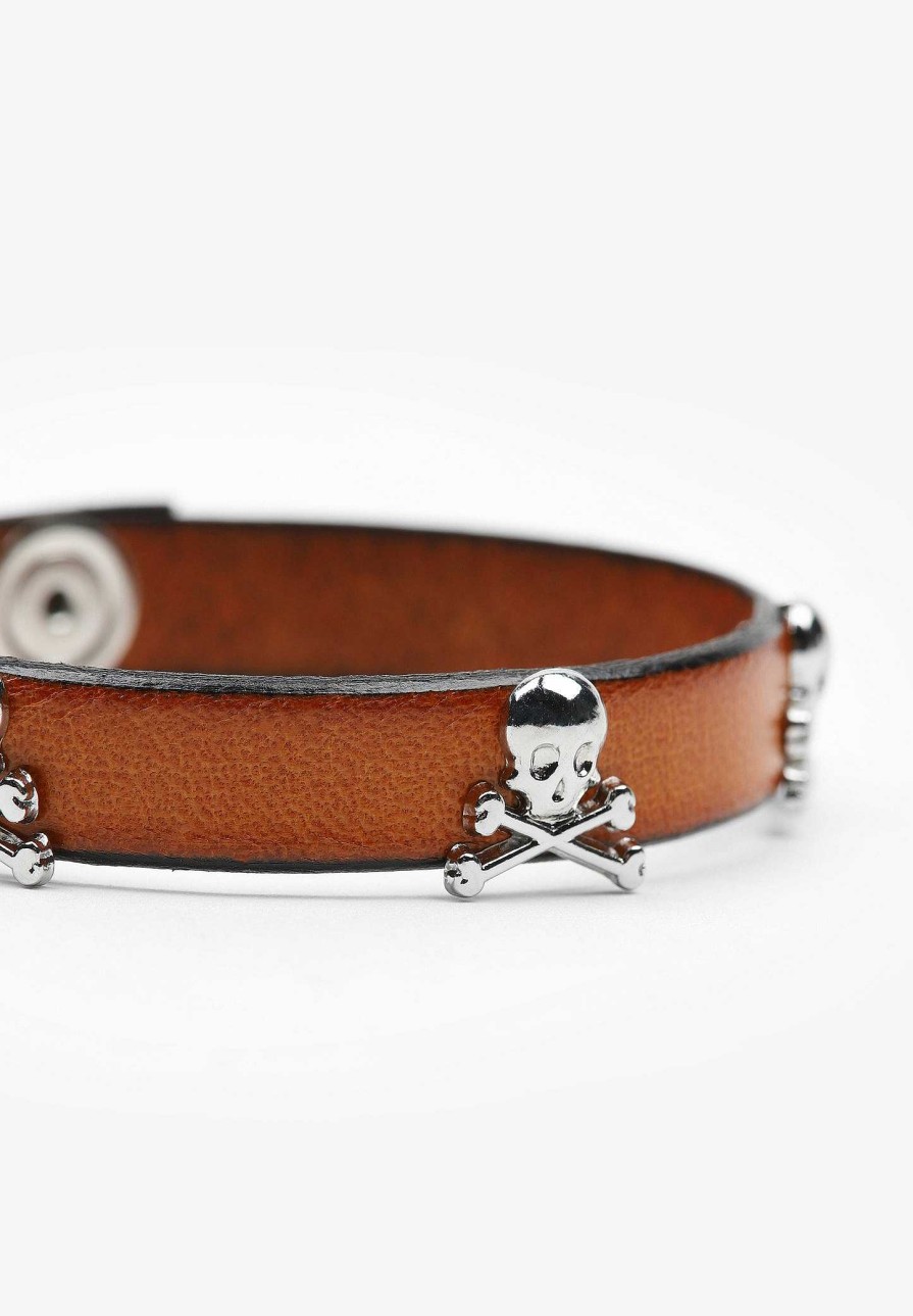 Scalpers Skull Leather Bracelet | Imitation Jewelry