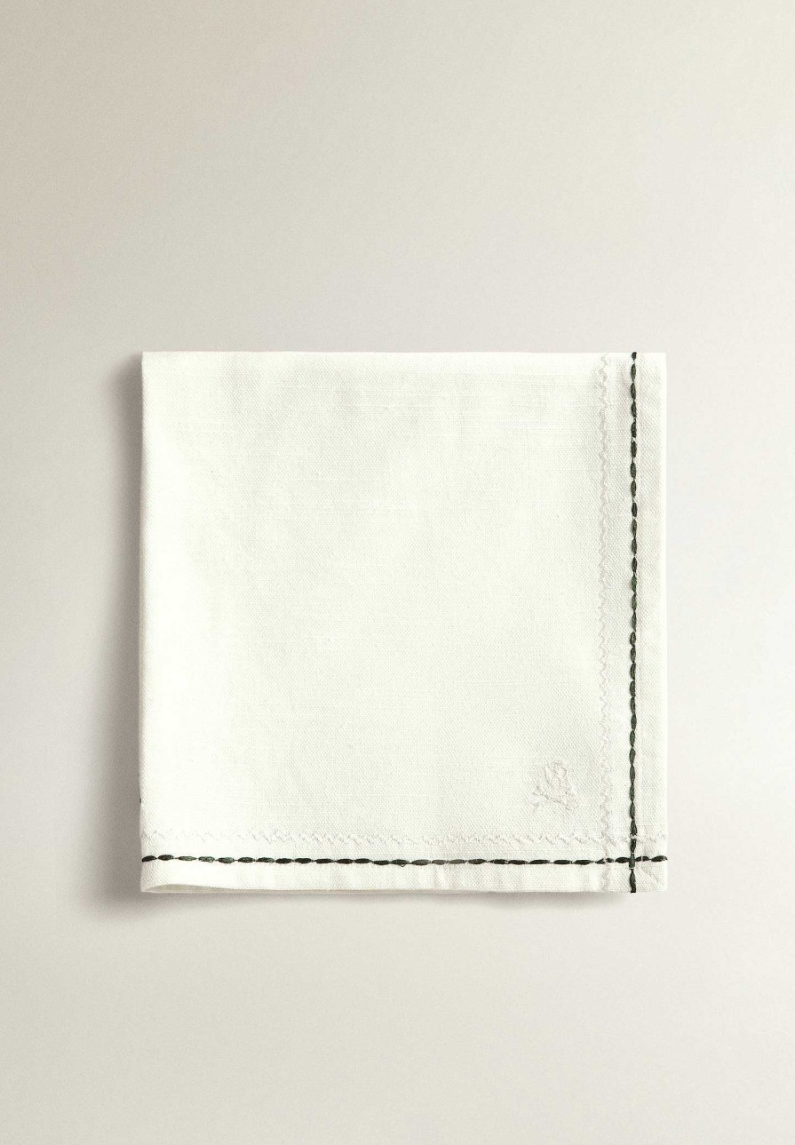 Scalpers Pack Of Embroidered Cotton Napkins | Table Linen