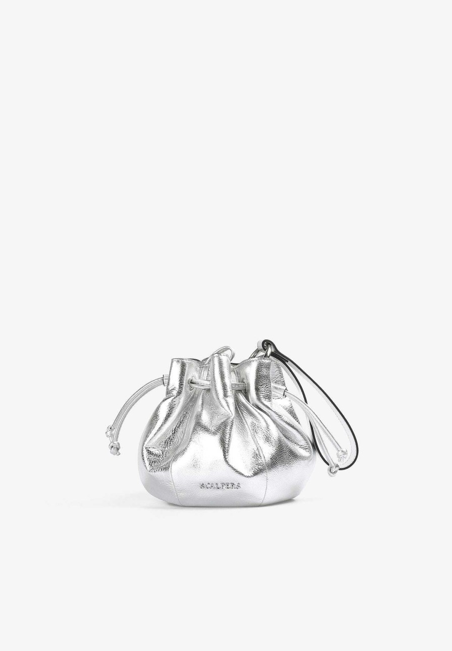 Scalpers Metallic Leather Bucket Bag | Fur