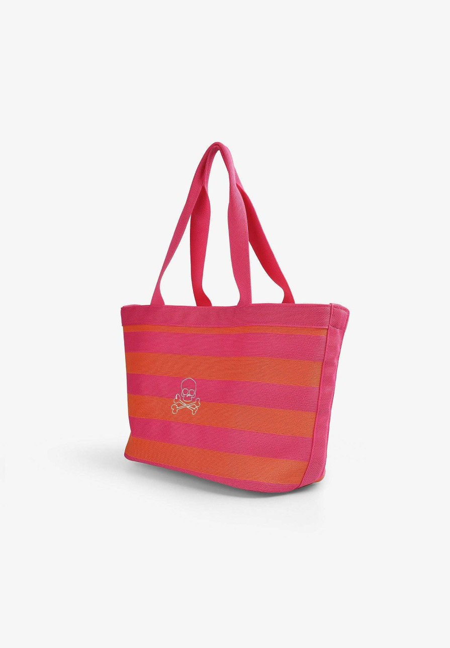 Scalpers Embroidered Skull Striped Bag | Accessories