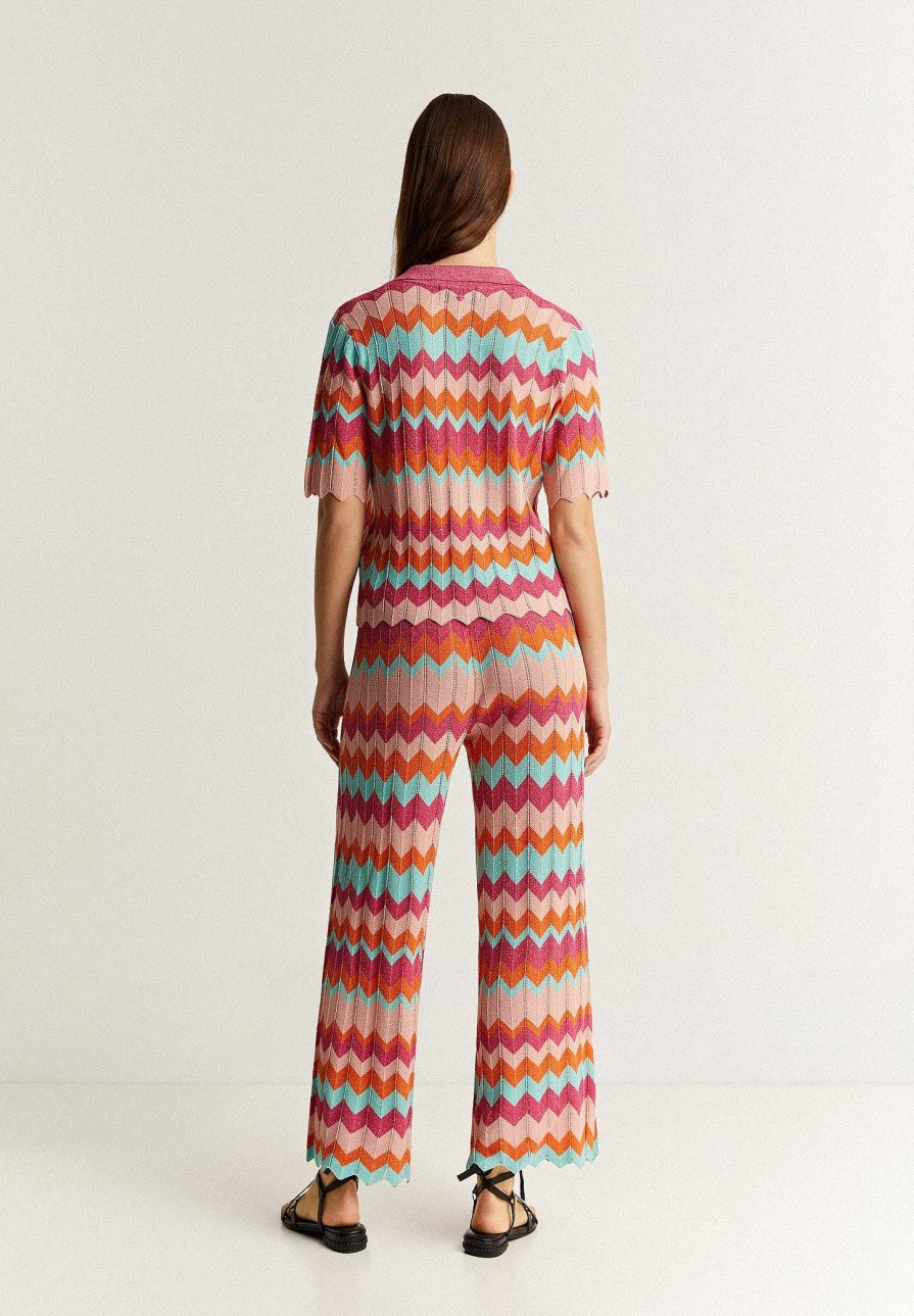 Scalpers Zigzag Lurex Knitted Pants | Pants