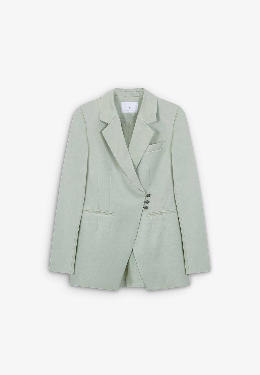 Scalpers Double-Breasted Blazer With Zipper Detail | Blazers And Vests