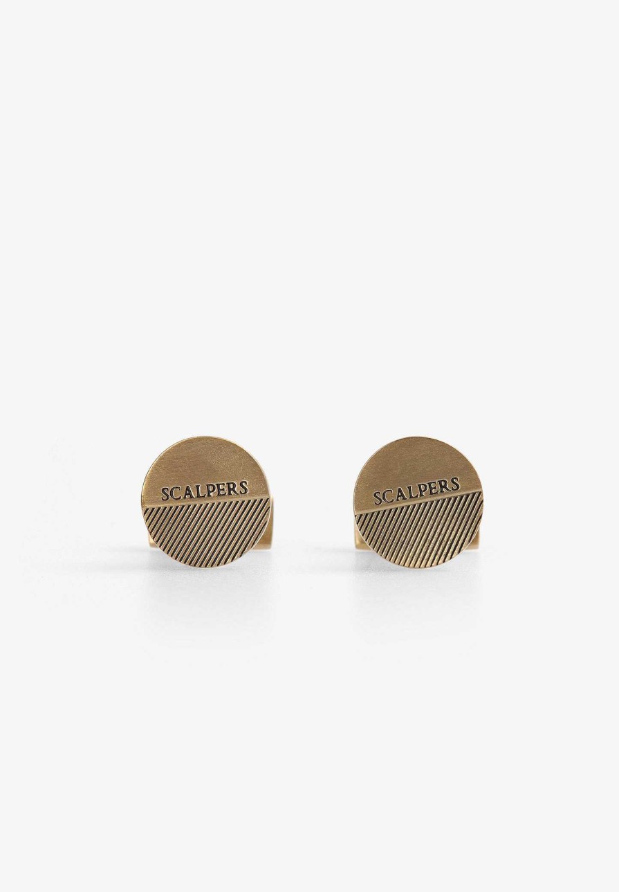 Scalpers Round Cufflinks Engraved Logo | Twins