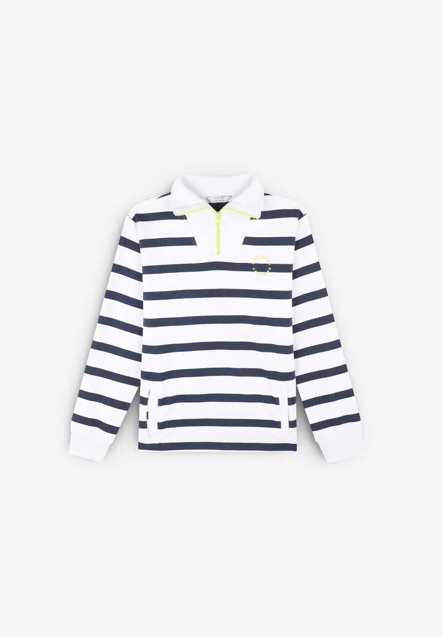 Scalpers Striped Sweatshirt With Zipper Detail | Sweatshirts