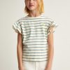 Scalpers Striped Ruffle Sleeve T-Shirt | Tshirts