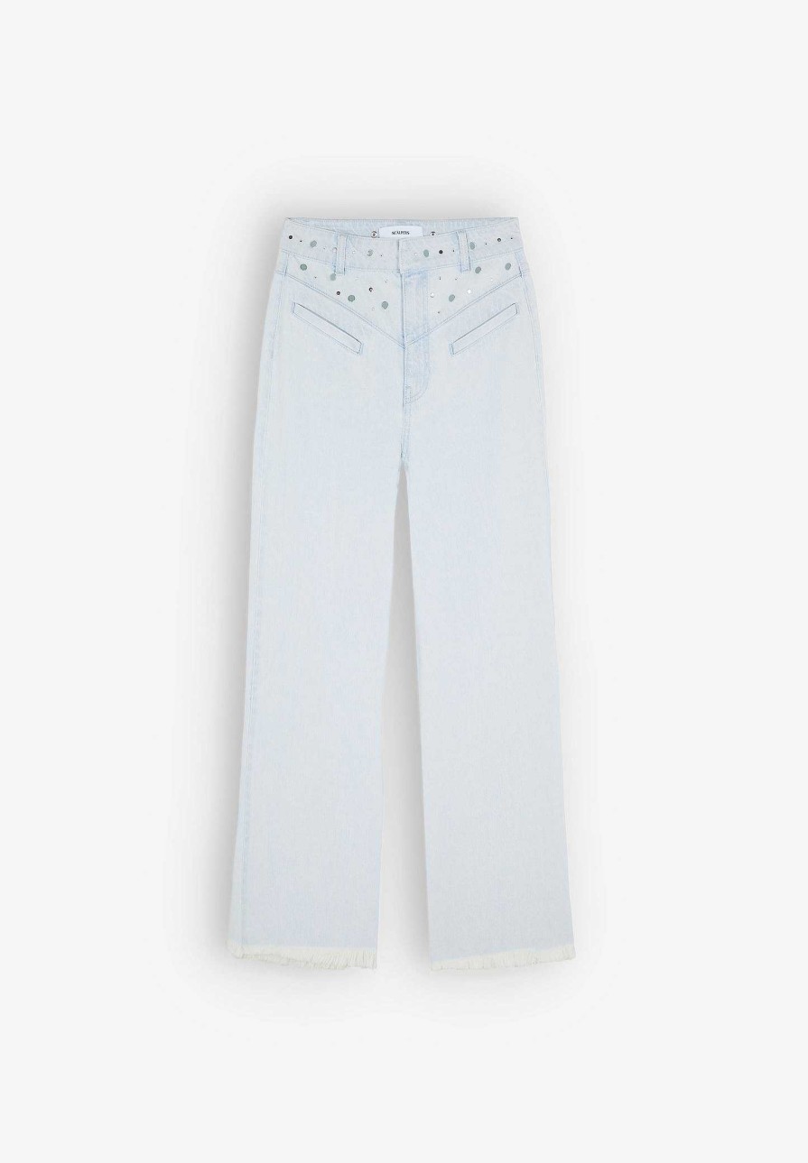 Scalpers Culotte Jeans With Studded Detail | Jeans