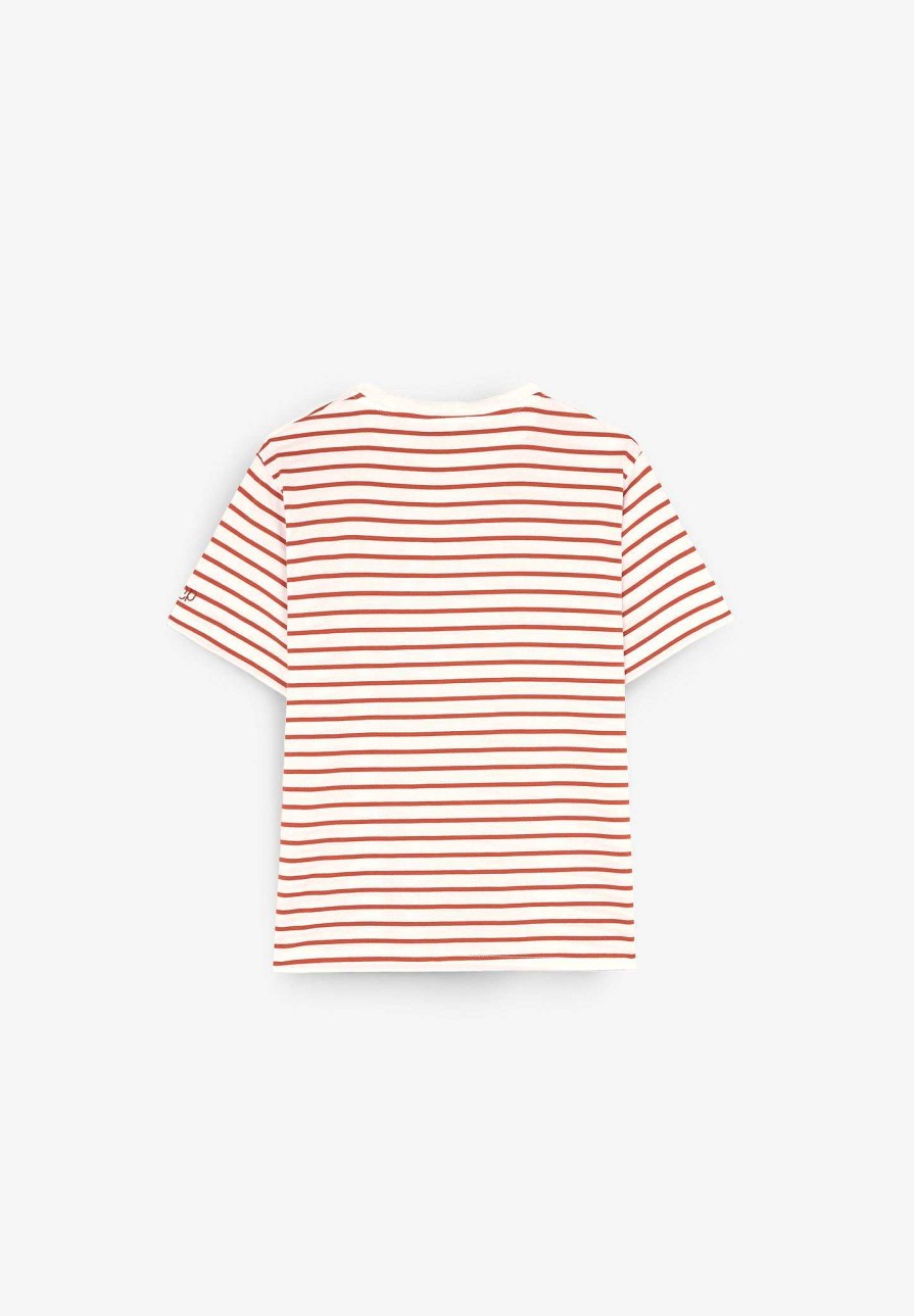 Scalpers Striped T-Shirt With Pleated Detail | T-Shirts And Tops