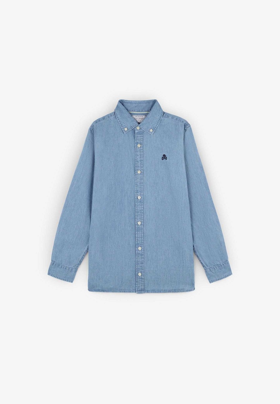 Scalpers Button Collar Denim Shirt | Shirts