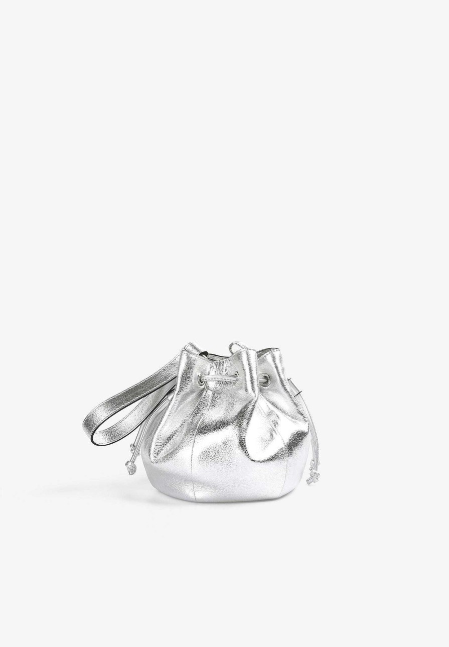 Scalpers Metallic Leather Bucket Bag | Fur