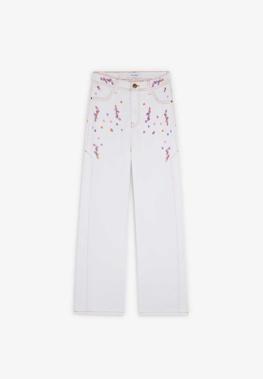 Scalpers Culotte Jeans With Embroidered Details | Jeans