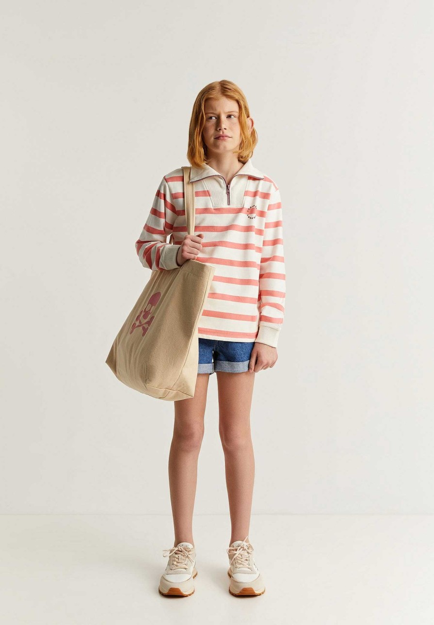 Scalpers Striped Sweatshirt With Zipper Detail | Sweatshirts