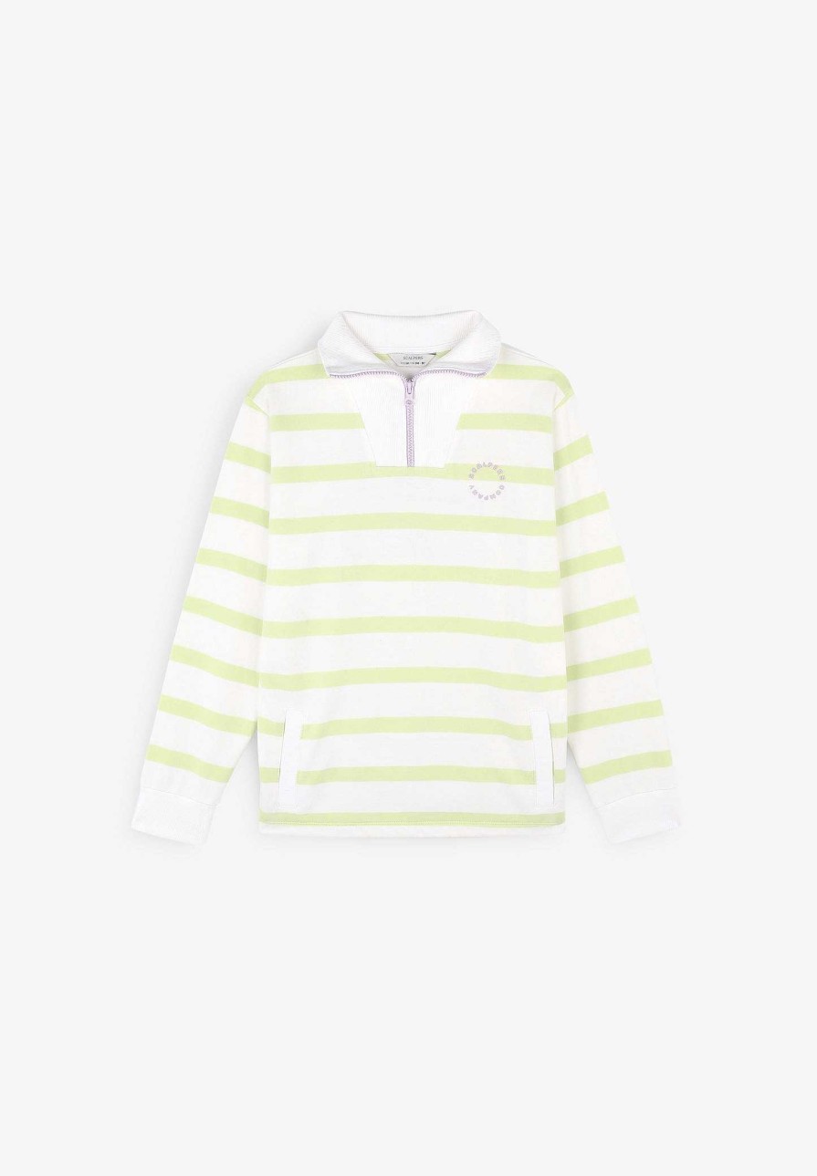 Scalpers Striped Sweatshirt With Zipper Detail | Sweatshirts