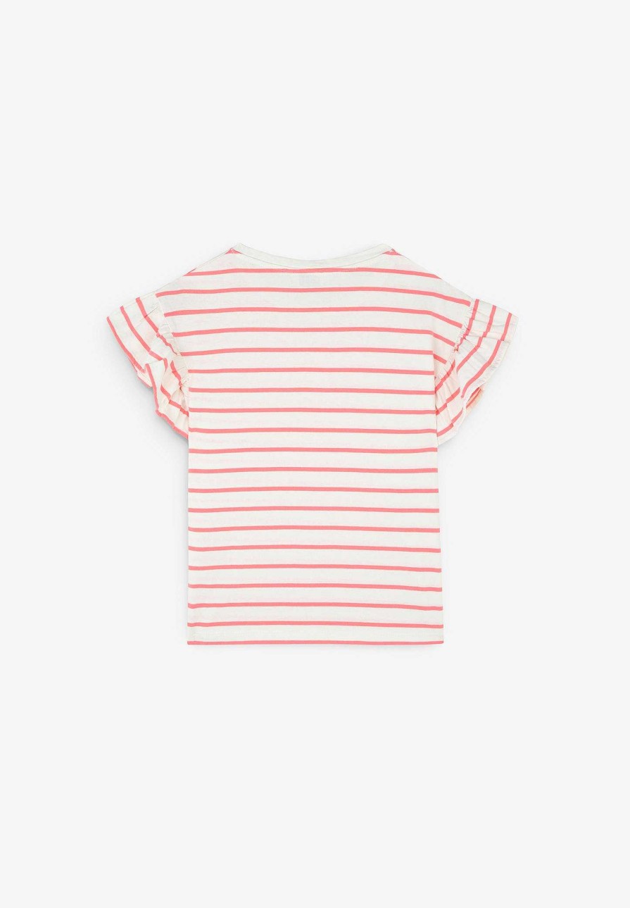 Scalpers Striped Ruffle Sleeve T-Shirt | Tshirts