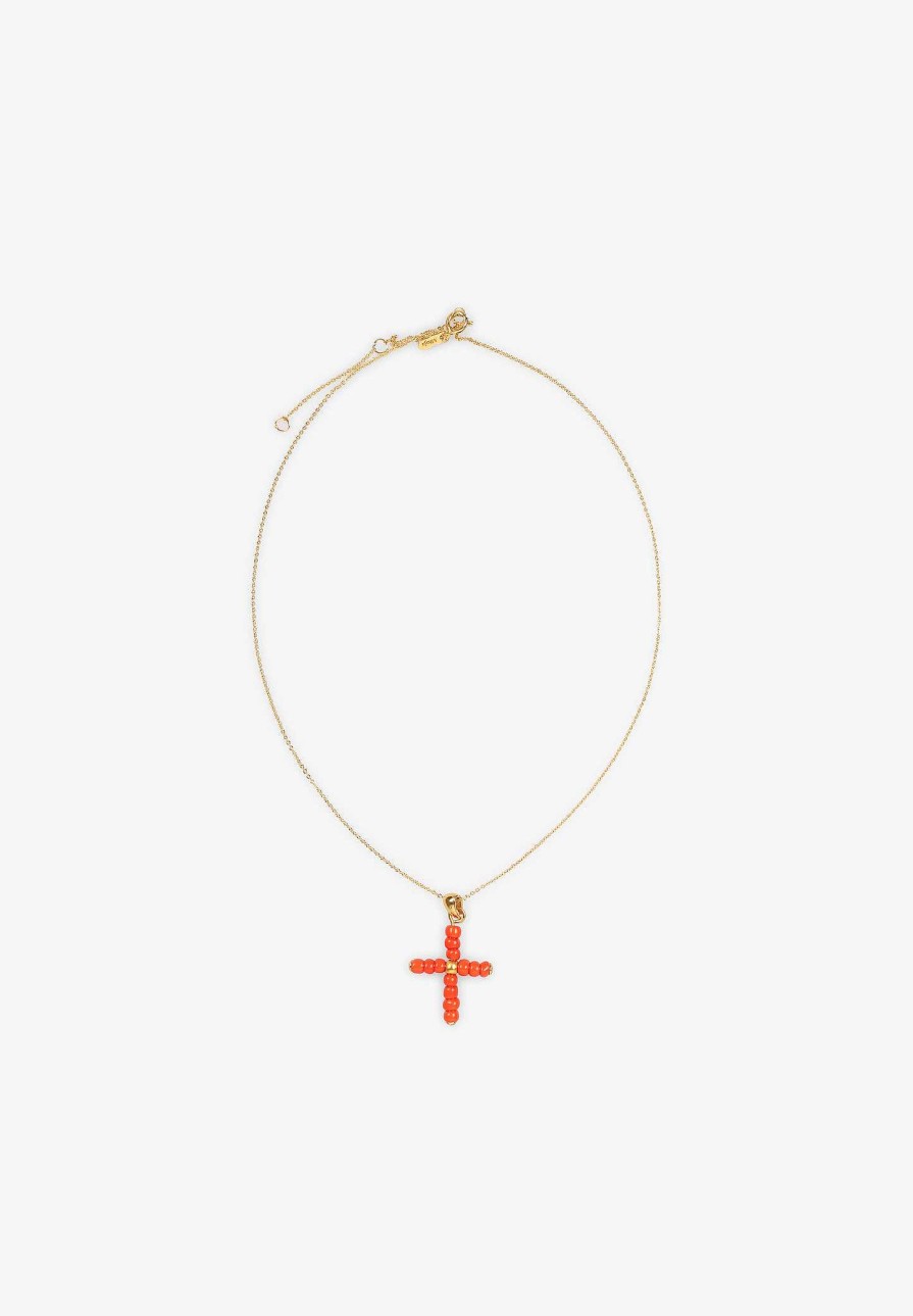 Scalpers Alhaja Cult Store | Coral Cross Necklace | Imitation Jewelry