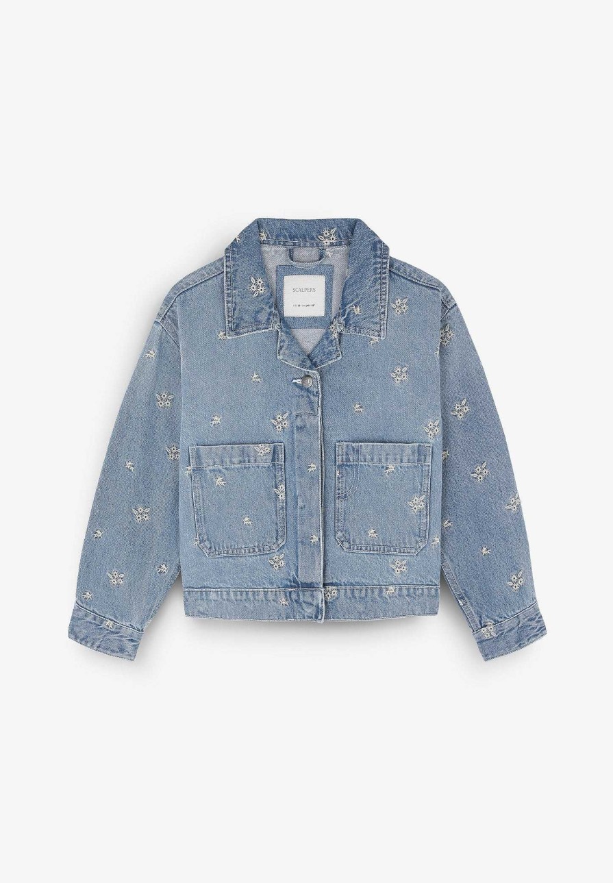 Scalpers Denim Jacket Embroidered Details | Jackets And Vests