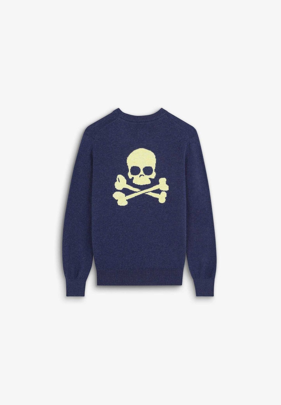 Scalpers Skull Contrast Back Sweater | Sweaters And Cardigans