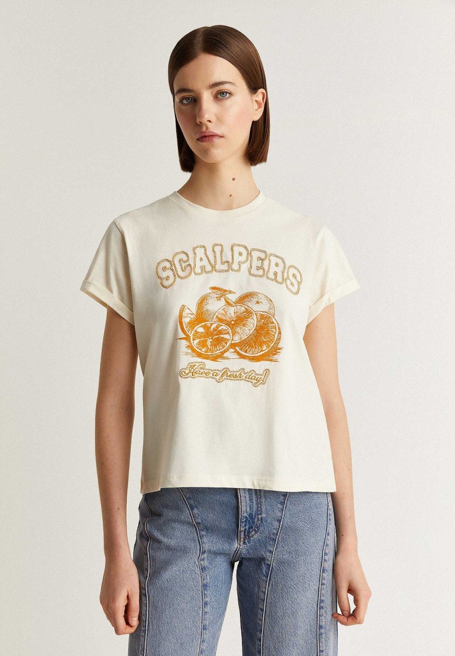 Scalpers Print Lurex T-Shirt | T-Shirts And Tops