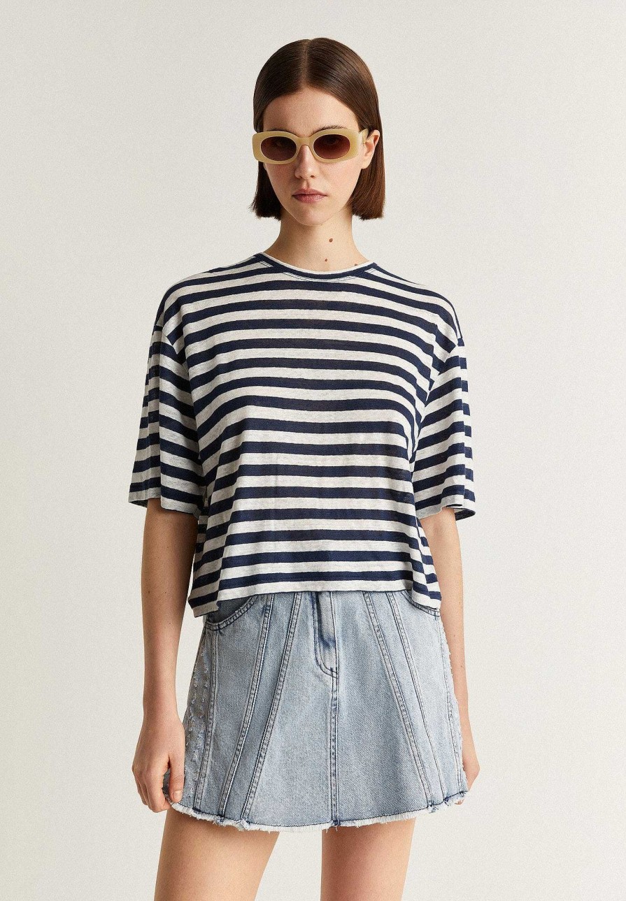 Scalpers Striped Linen T-Shirt | T-Shirts And Tops