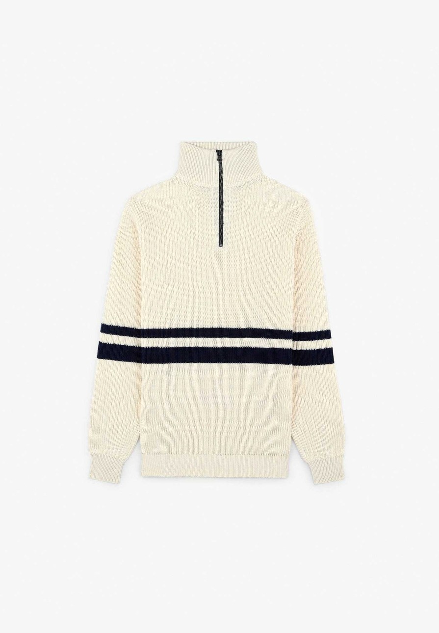 Scalpers Double Stripe Zipper Sweater | Sweaters And Cardigans