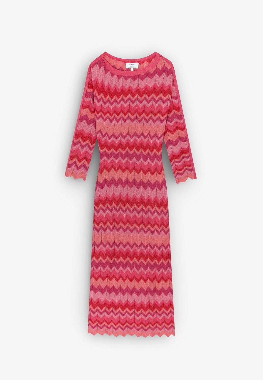 Scalpers Zigzag Lurex Knitted Midi Dress | Dresses