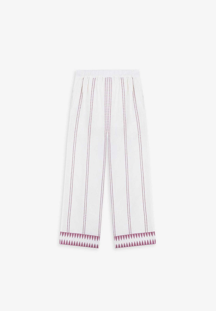 Scalpers Contrast Embroidered Details Pants | Pants And Overalls