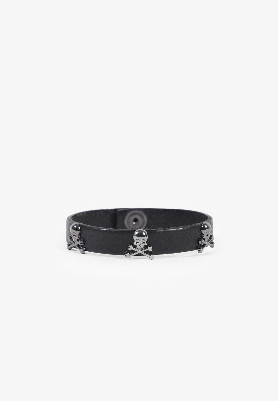 Scalpers Skull Leather Bracelet | Imitation Jewelry