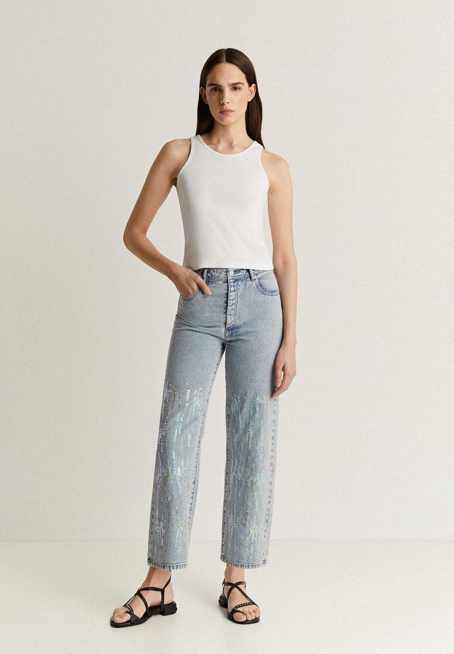 Scalpers Relaxed Jeans With Sequin Detail | Jeans