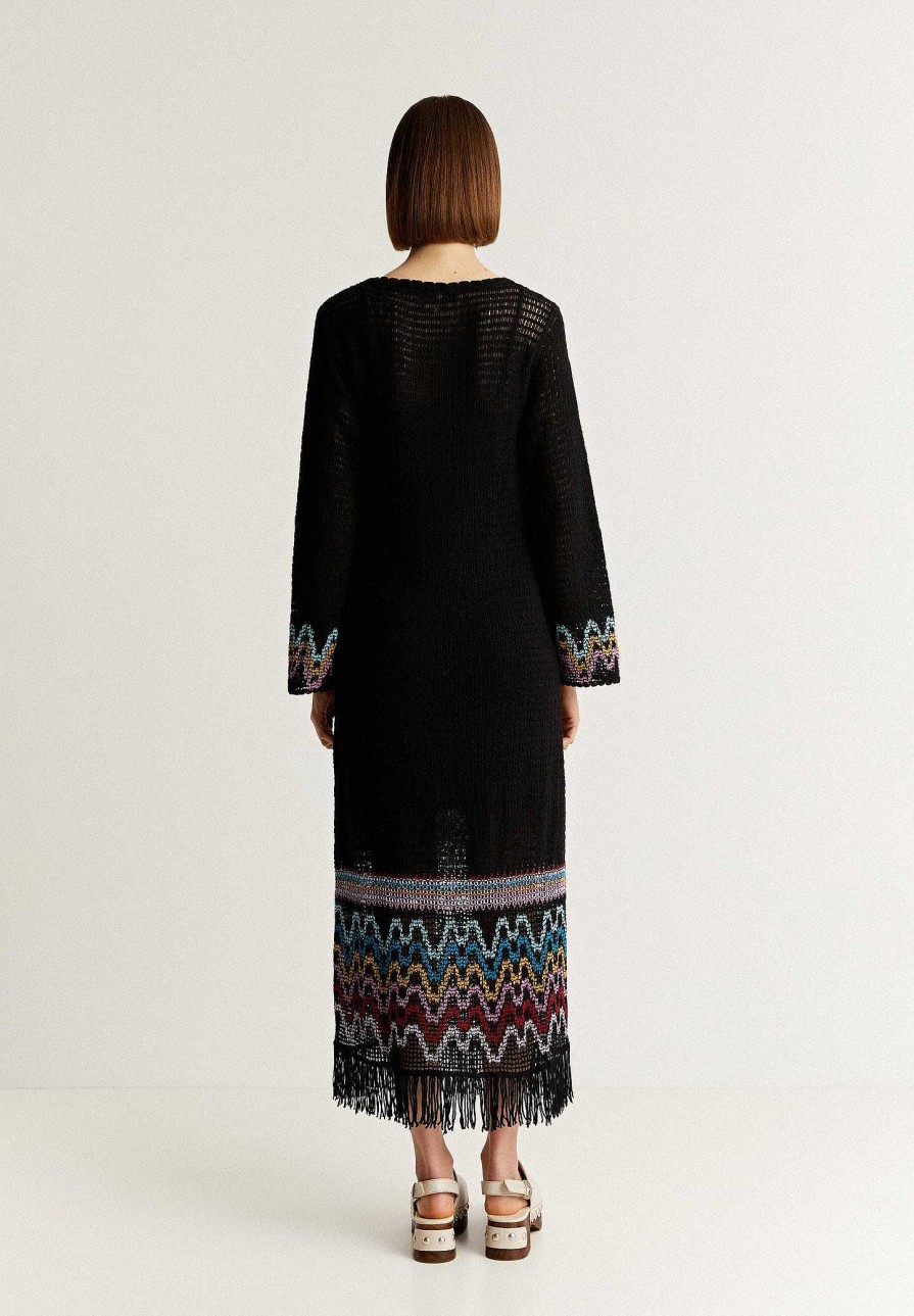 Scalpers Crochet Dress With Fringed Detail | Dresses