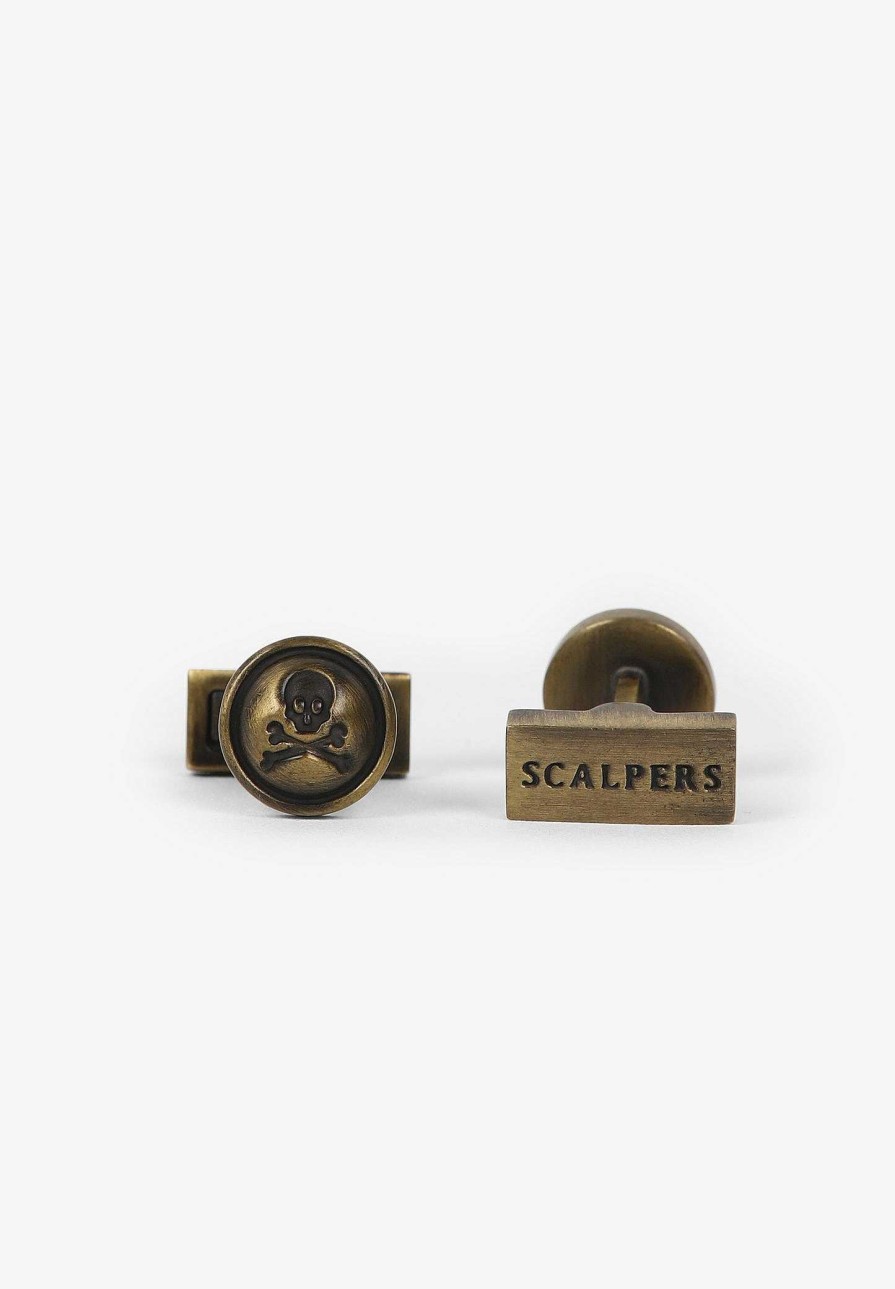 Scalpers Round Old Gold Cufflinks | Twins