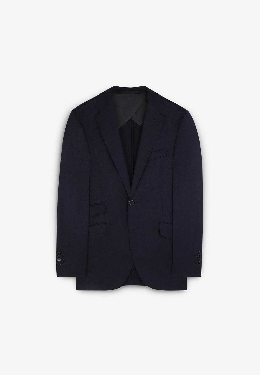 Scalpers Navy Blue Structured Suit With Pockets | Suits