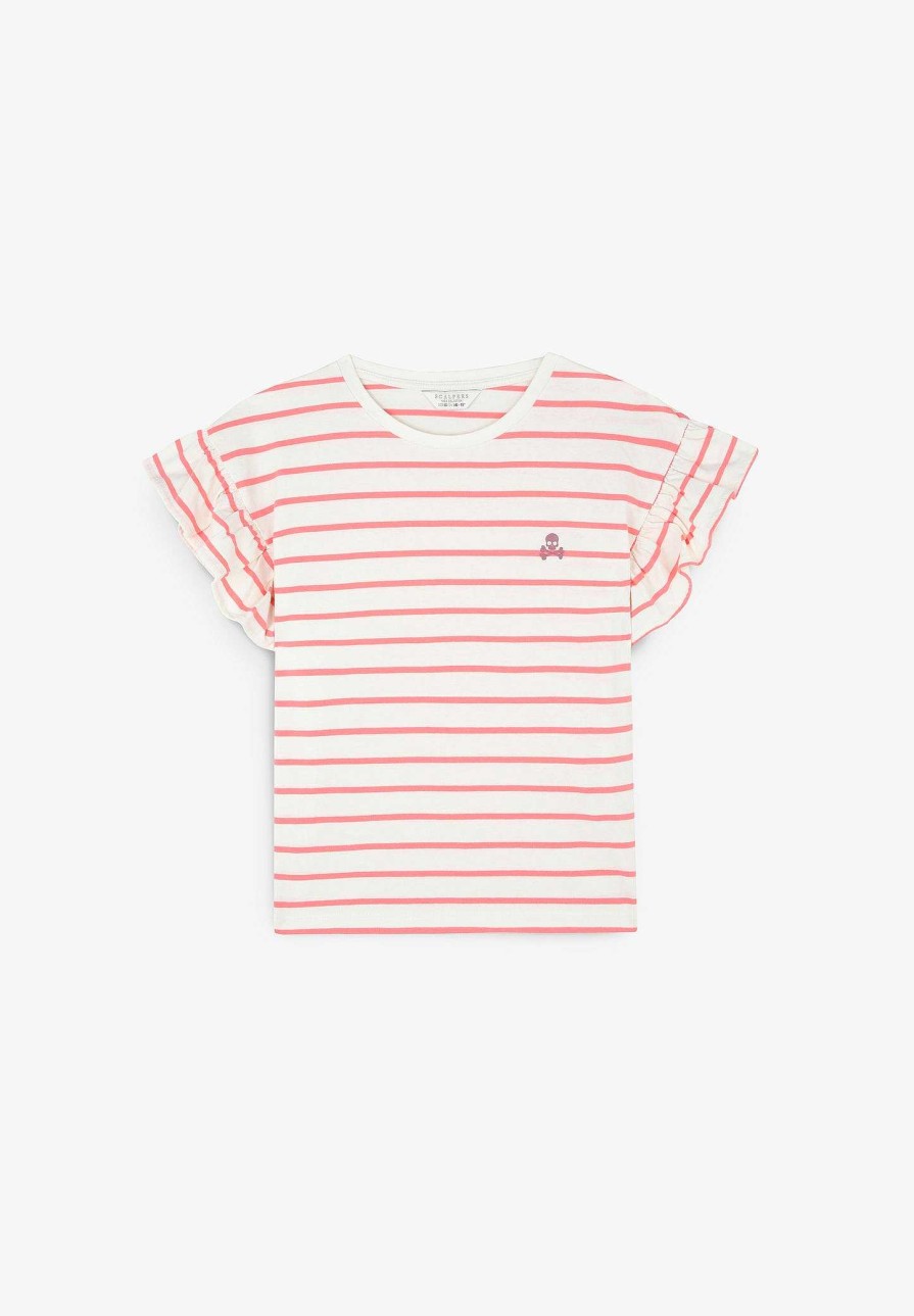 Scalpers Striped Ruffle Sleeve T-Shirt | Tshirts