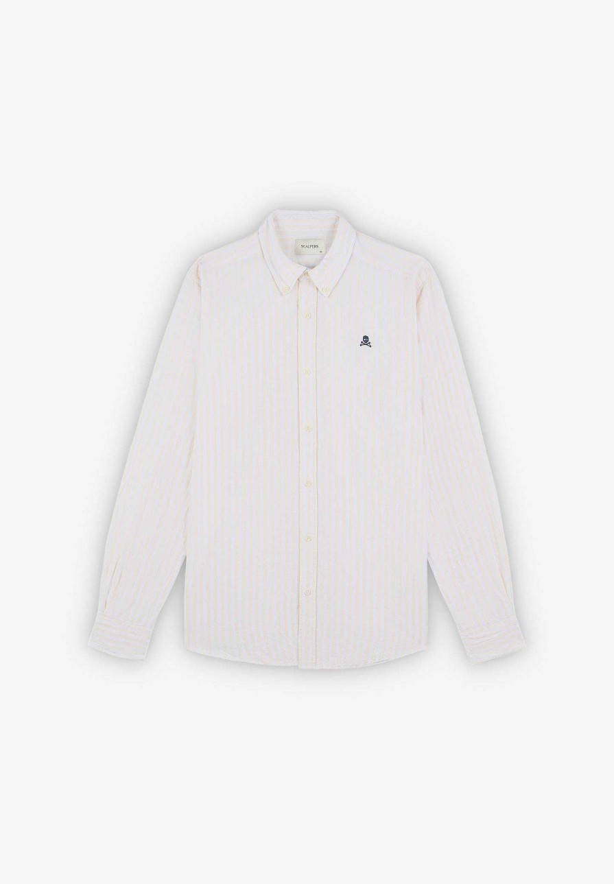 Scalpers Striped Shirt With Button Collar | Casual