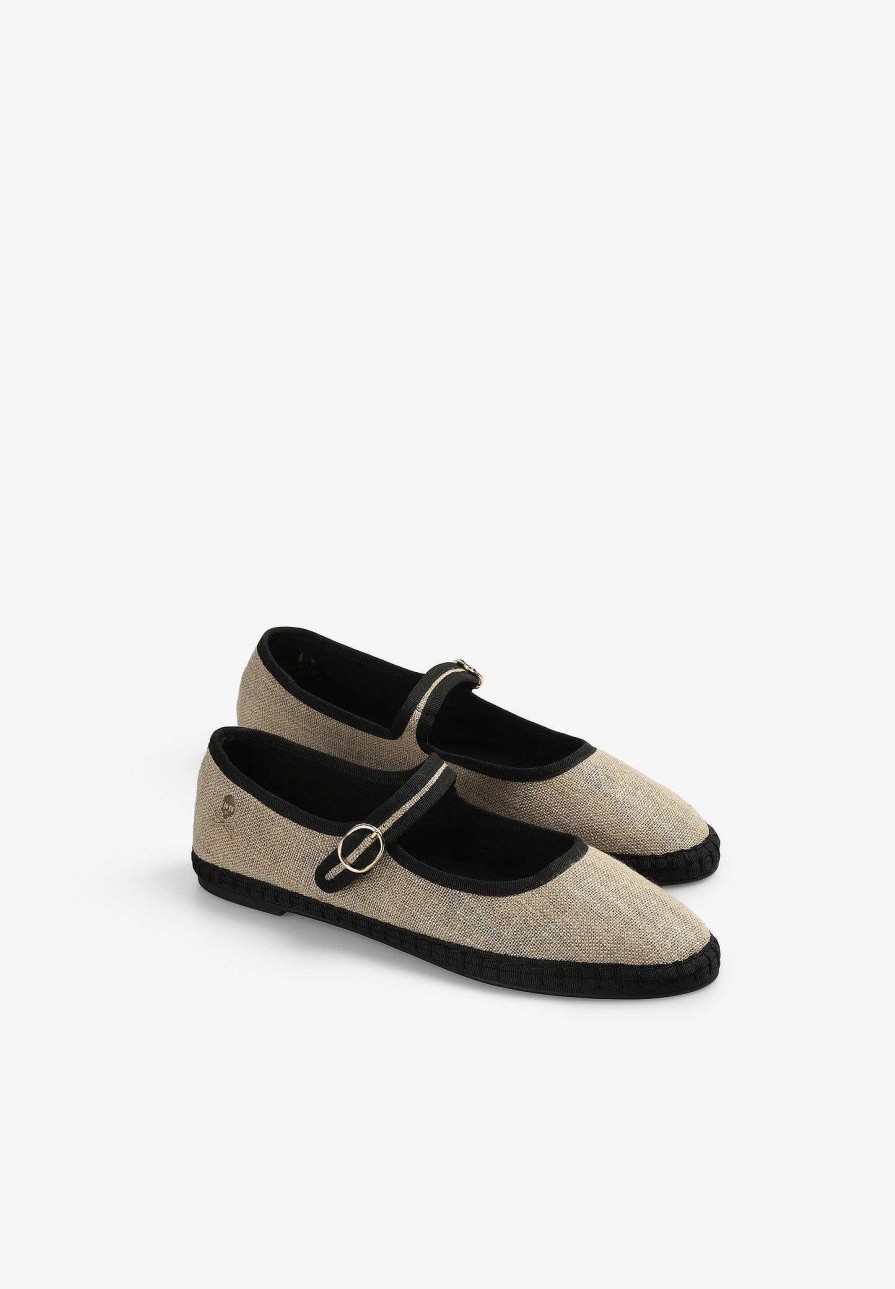 Scalpers Linen Slippers Contrast Details | Flat Shoes