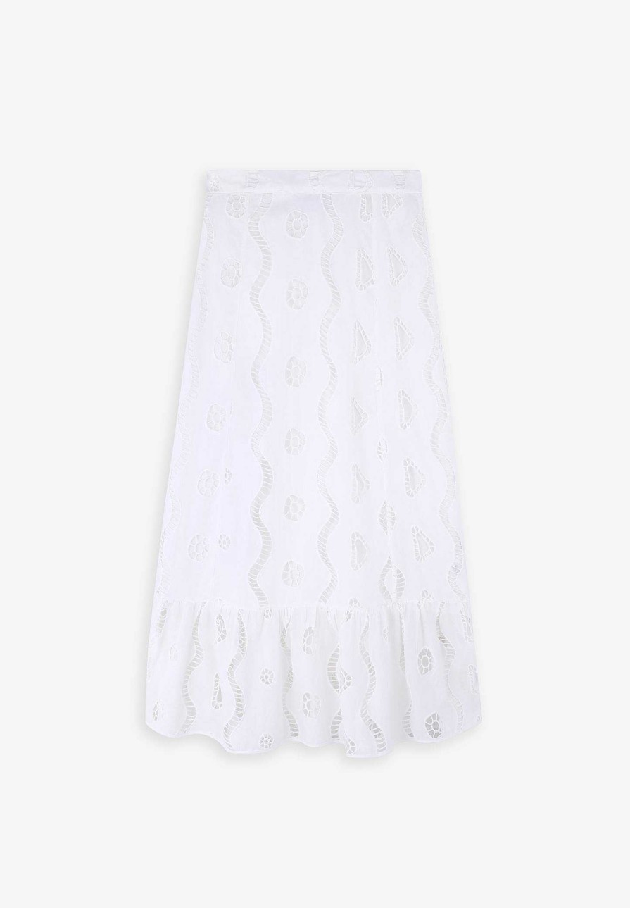 Scalpers English Embroidered Midi Skirt | Skirts