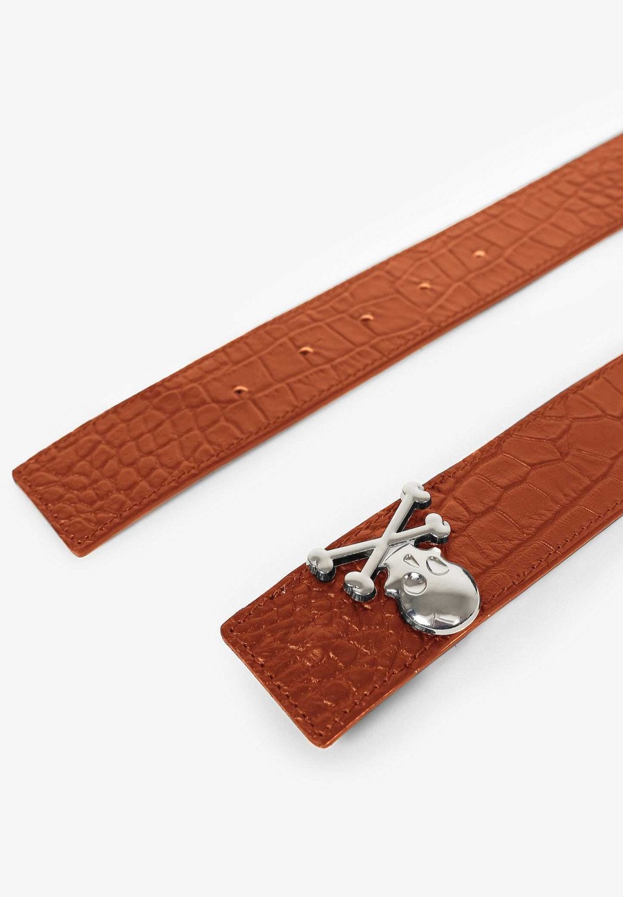 Scalpers Metallic Skull Leather Belt | Belts