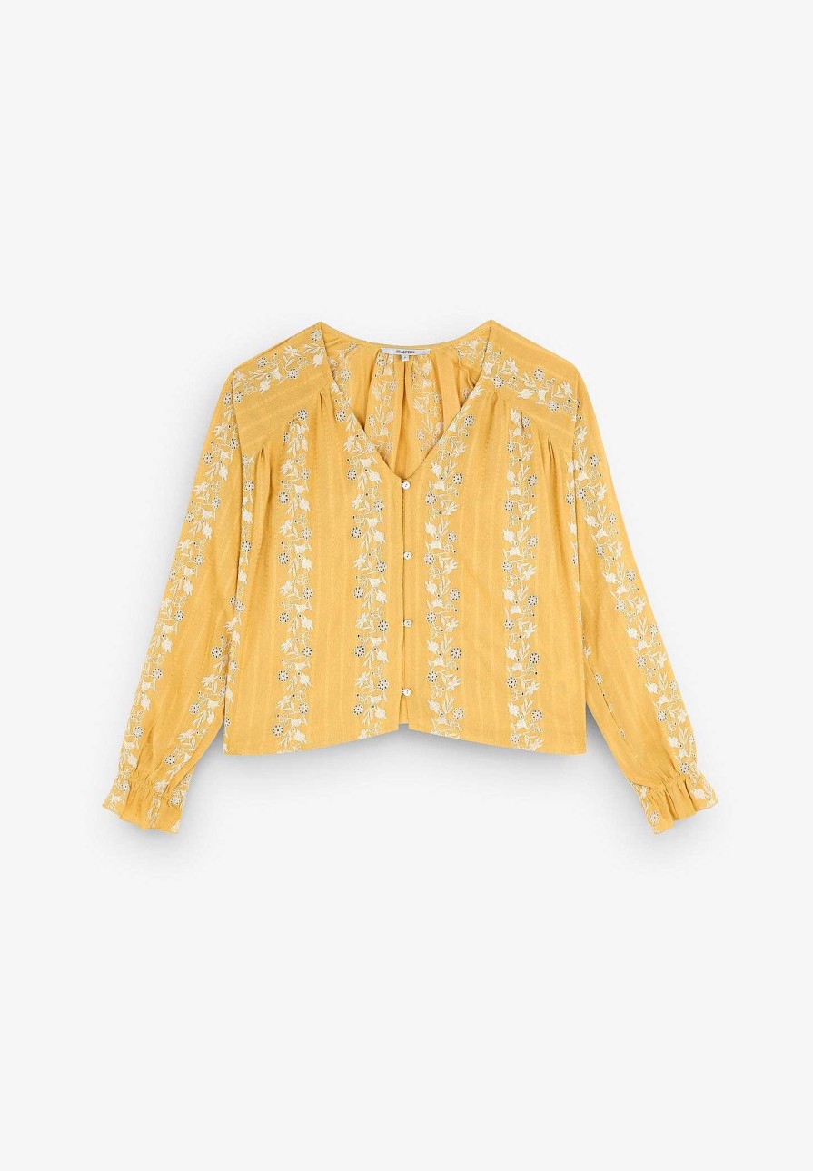 Scalpers Contrast Embroidered Blouse | Shirts