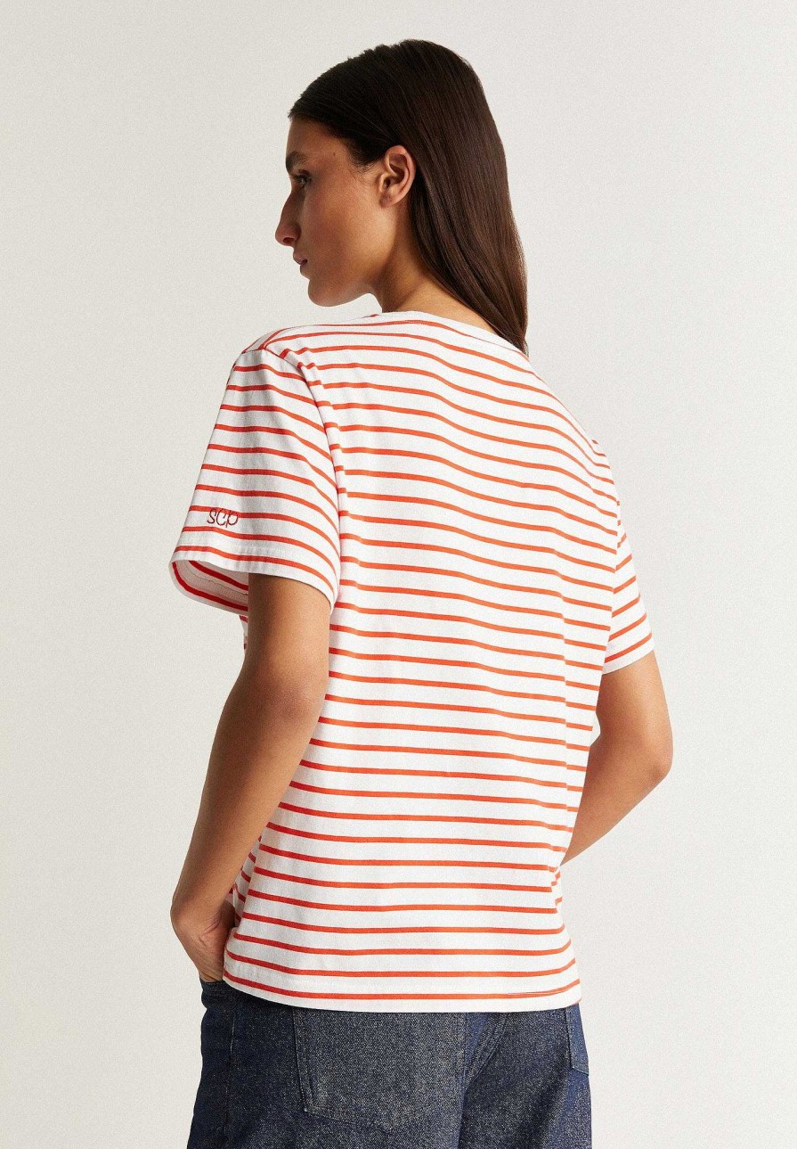 Scalpers Striped T-Shirt With Pleated Detail | T-Shirts And Tops