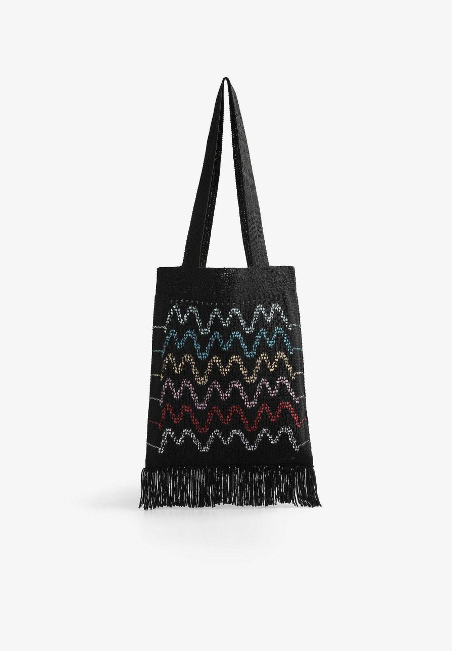 Scalpers Crochet Shopper Bag With Fringed Detail | Shoulder Bags