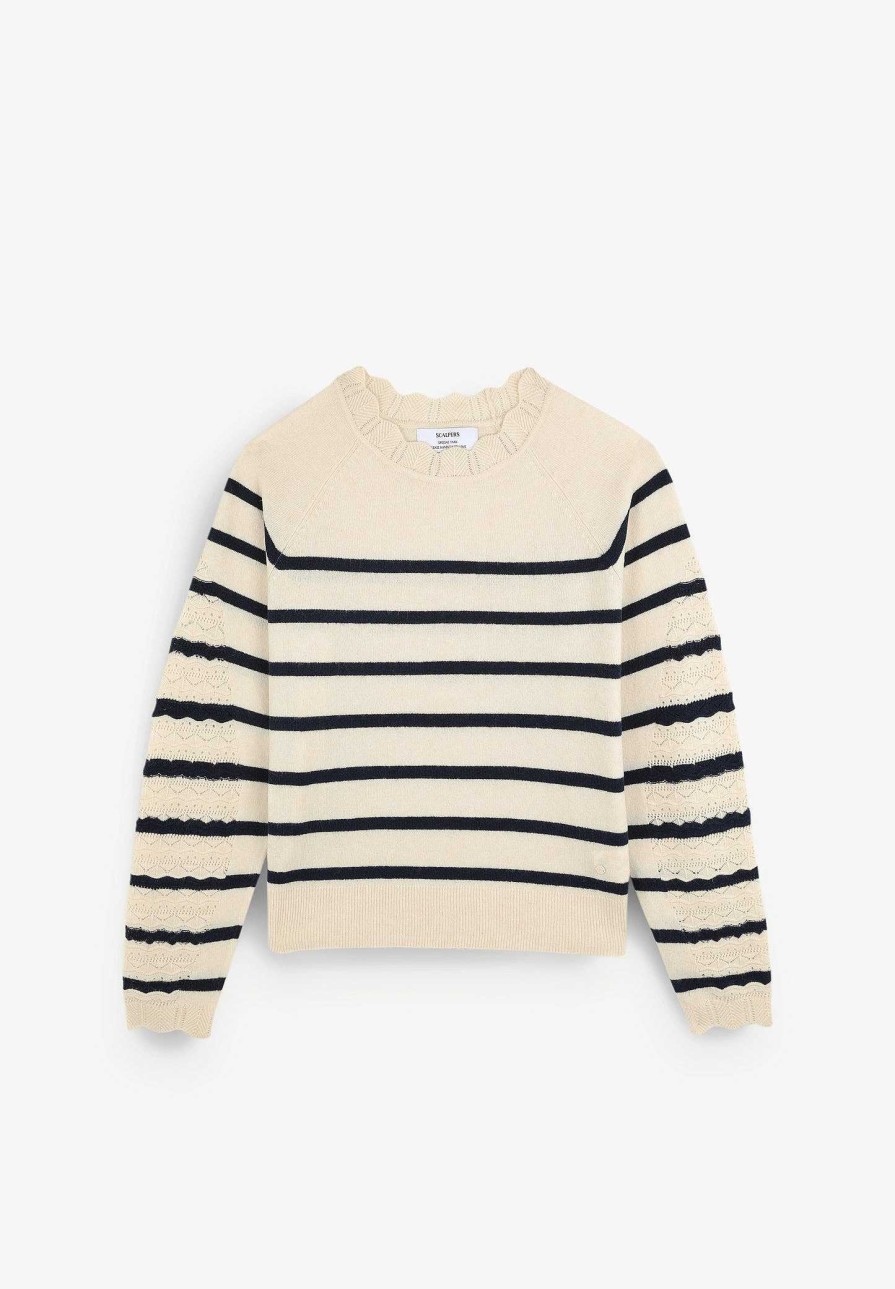 Scalpers Striped Sweater With Knit Detail | Sweaters And Cardigans