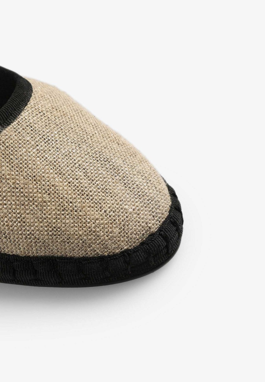 Scalpers Linen Slippers Contrast Details | Flat Shoes