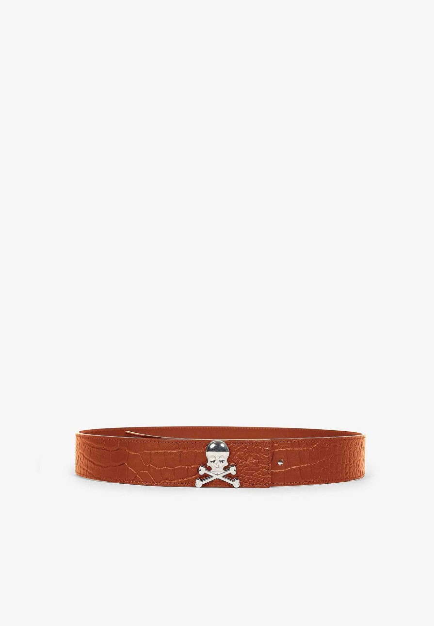 Scalpers Metallic Skull Leather Belt | Belts